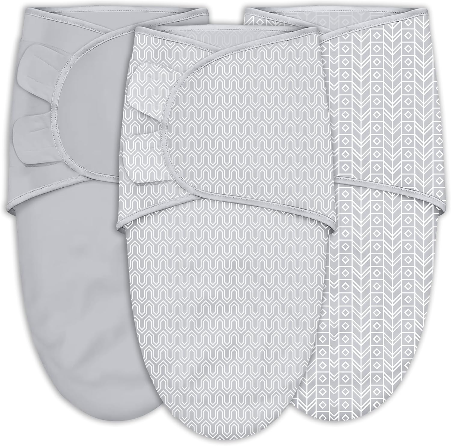 SWEET DOLPHIN 3-Pack Baby Swaddle Sleep Sacks - Newborn Swaddle Blanket with Soft Cotton - Ergonomic Wrap for Boys and Girls, 0-3 Months, Grey