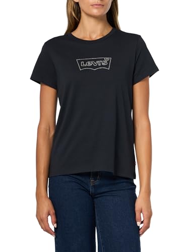 Levi's Women's The Perfect Crewneck Tee Shirt (Also Available in Plus), (New) Batwing Iridescent Rhinestone, Large