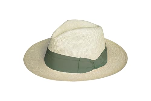 Sensi Studio, Texan Panama Hat, Medium, Natural Straw/Dark Olive Medium Width Band