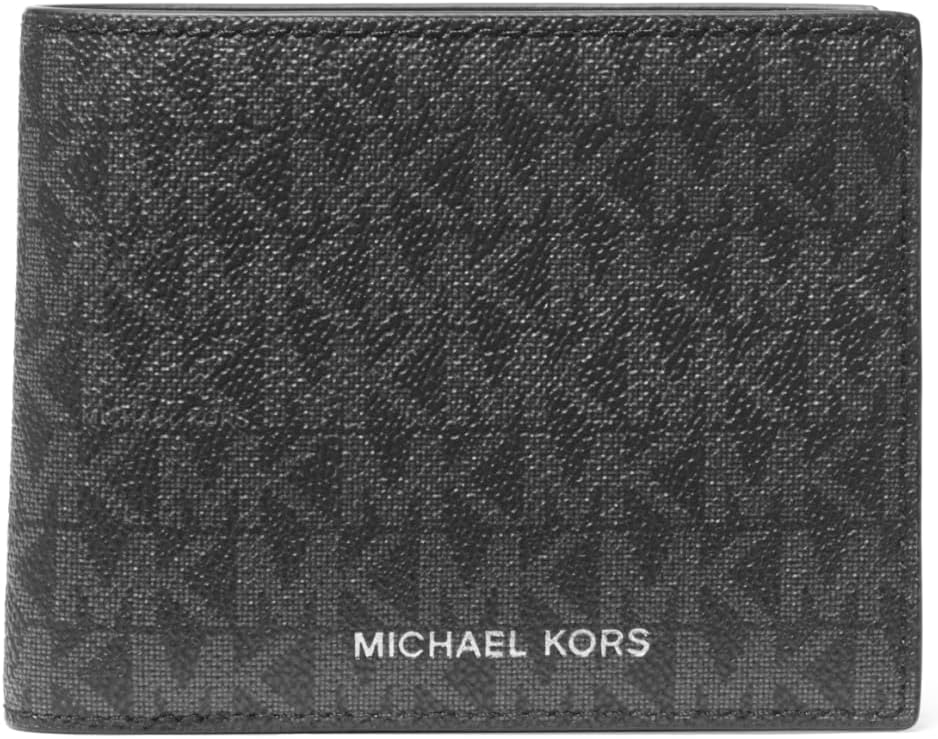 Michael Kors Men's Greyson Billfold Wallet with Passcase, Black Signature