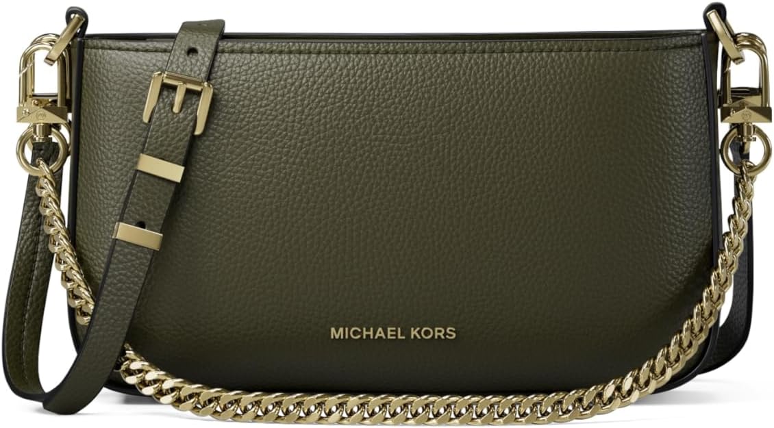 Michael Kors Bryant Small Convertible Crossbody Bag, Gold-Tone Hardware/Pebble Leather/Ivy