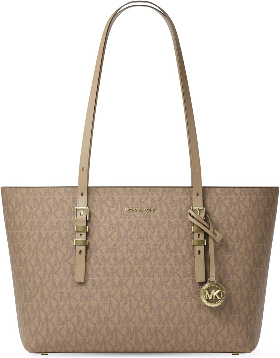 Michael Kors Quinn Medium Tote, Gold-Tone Hardware/Tonal MK Signature Coated Twill/Husk