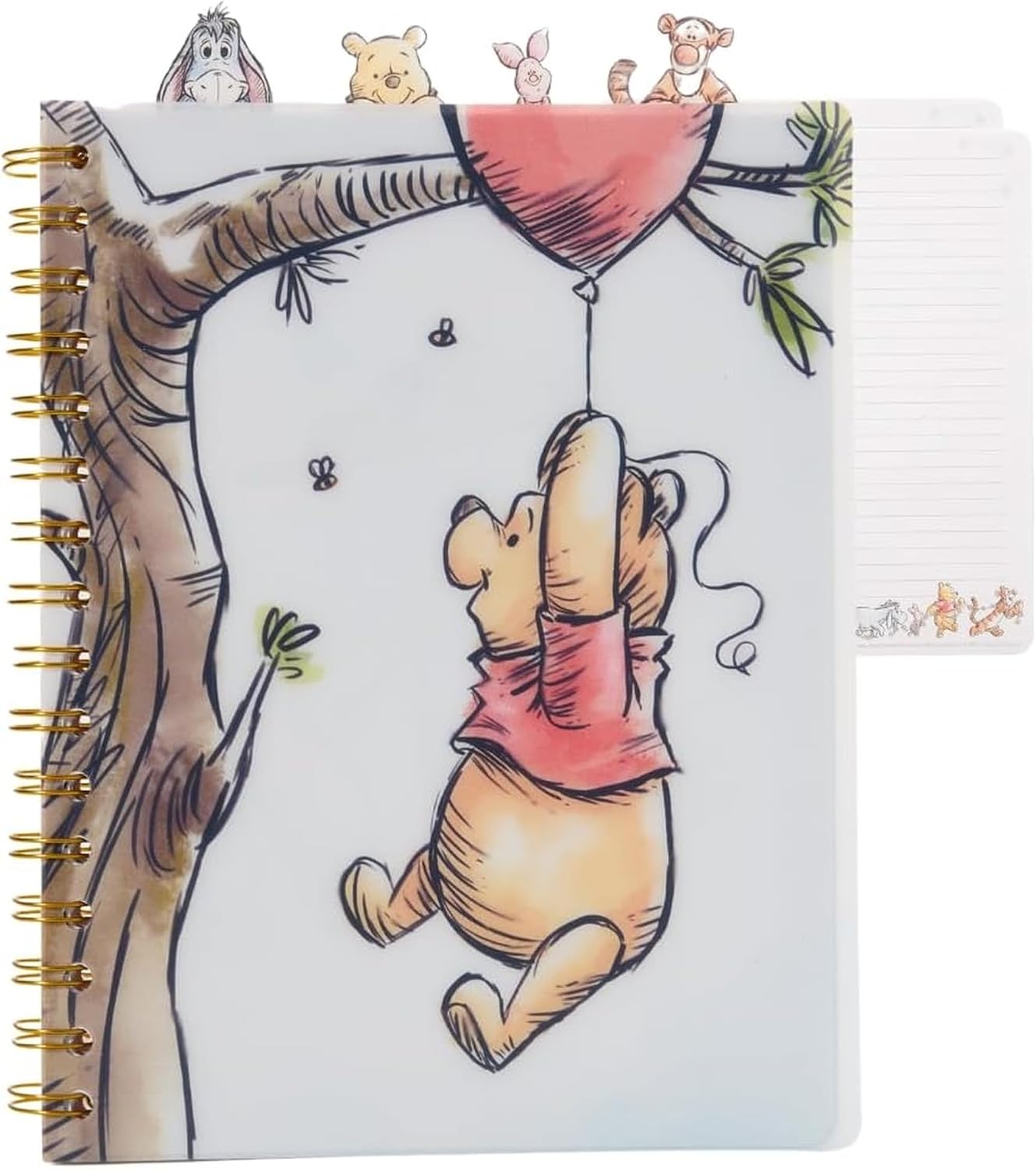 Innovative Designs Disney Winnie The Pooh Tab Journal Notebook, Spiral Bound 96 Lined Pages, Journal for Women, Notebooks for Work, Office Organization, and School - 8 x 7 in - White