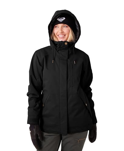 Roxy Women's Billie 10K Waterproof Insulated Snow Jacket – Tailored Ski-Snowboard Jacket, Black, Small