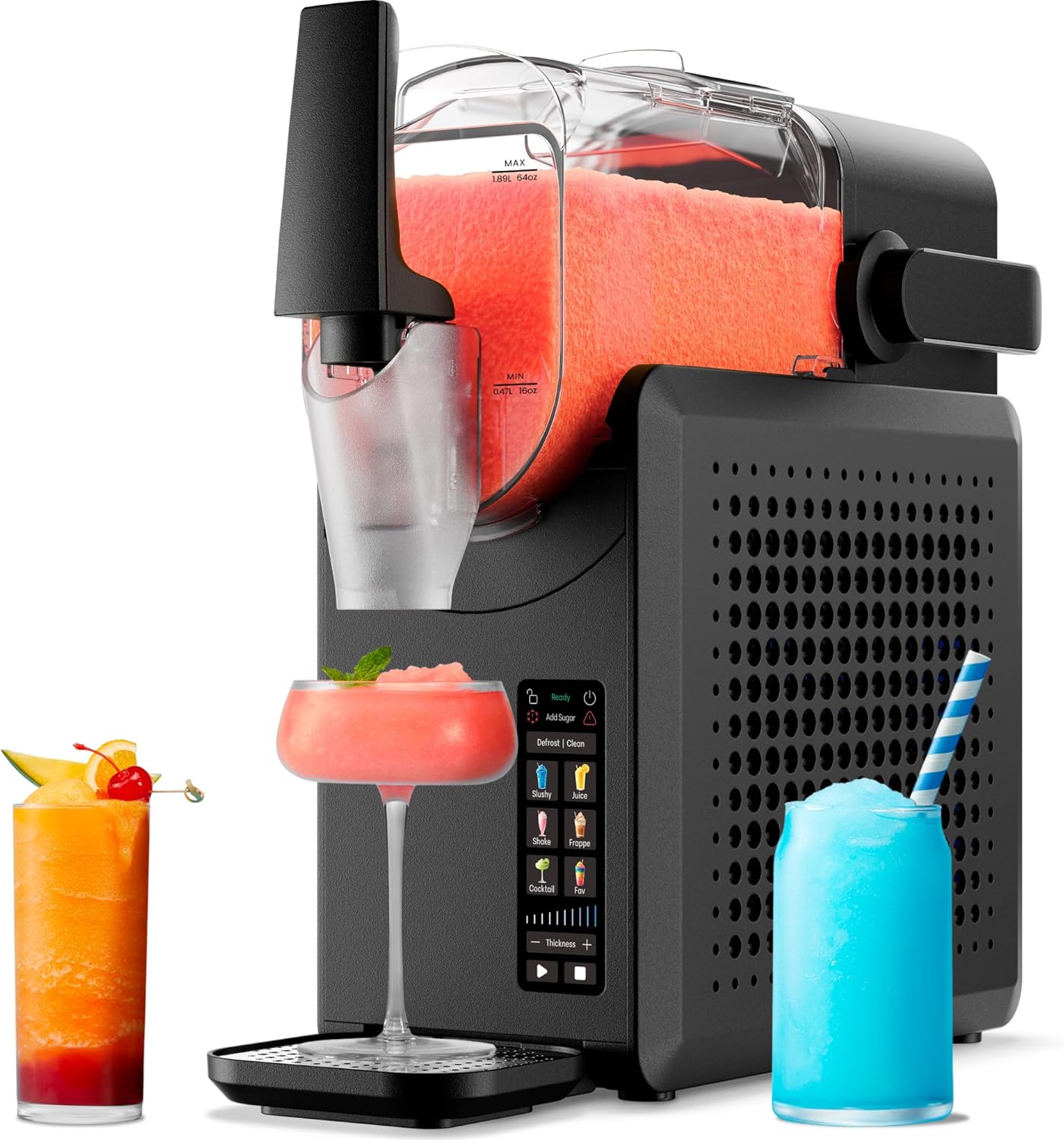 Slush-Ease MAX 90oz Slushie Machine, 64oz Liquid Capacity Frozen Drink Maker & Slushy Machine with 5 Presets and LED Display, Perfect for Frozen Margaritas, Frappes, Smoothies