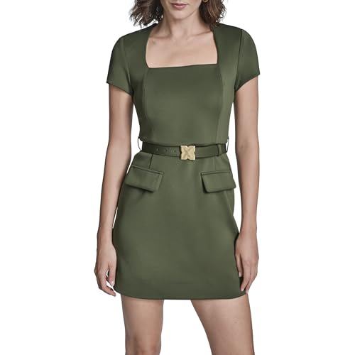 Women's Cap Sleeve Square Neck, Eucalypts Green,10