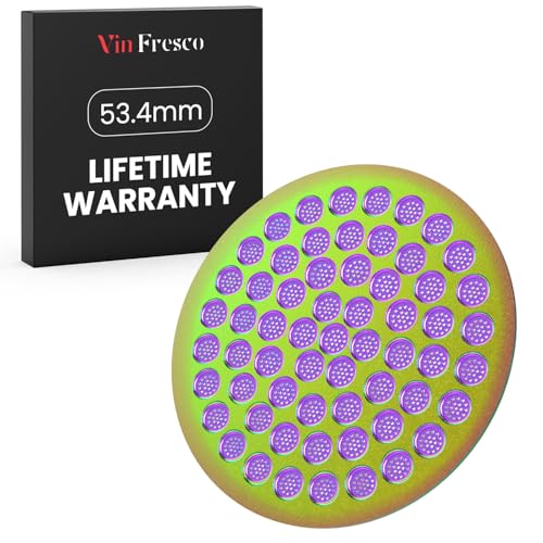 Espresso Puck Screen 53.4mm – Breville Machine & 54mm Portafilter Compatible – 316 Stainless Steel Filter – Micro-Perforated Coffee Puck Screen for Even Extraction – Rainbow