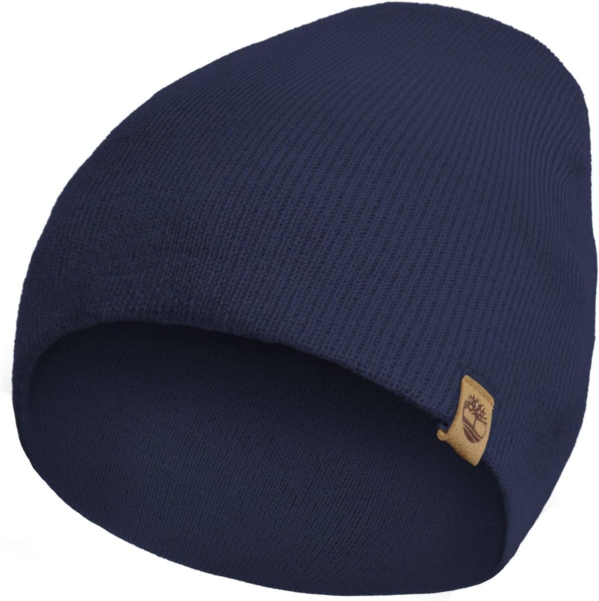 Men’s Ribbed Pull-On No Cuff Beanie - Soft Rib Knit Winter Hat, Stretch Fit, Warm Classic Look, Suede Logo Clip, Amparo Blue, One Size