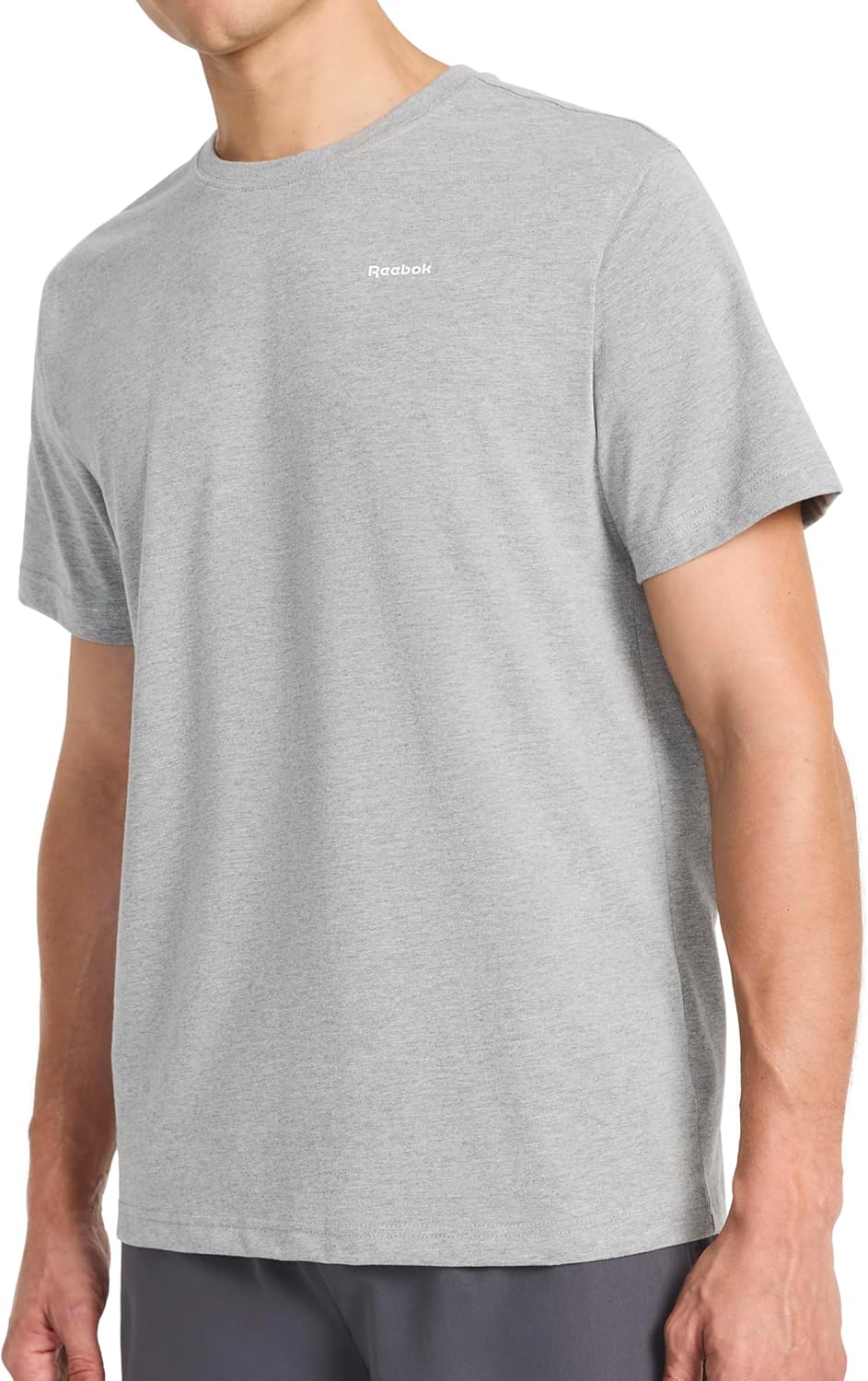 Men’s Schematic Short Sleeve Crewneck T-Shirt, Standard Fit, Lightweight Cotton-Poly Jersey Fabric, Medium Grey Heather, Medium