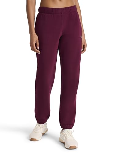 Reebok Women’s Rhinestone Jogger, Standard Fit, 30” Inseam, Midweight Cotton-Poly Fabric, Black Cherry, Medium