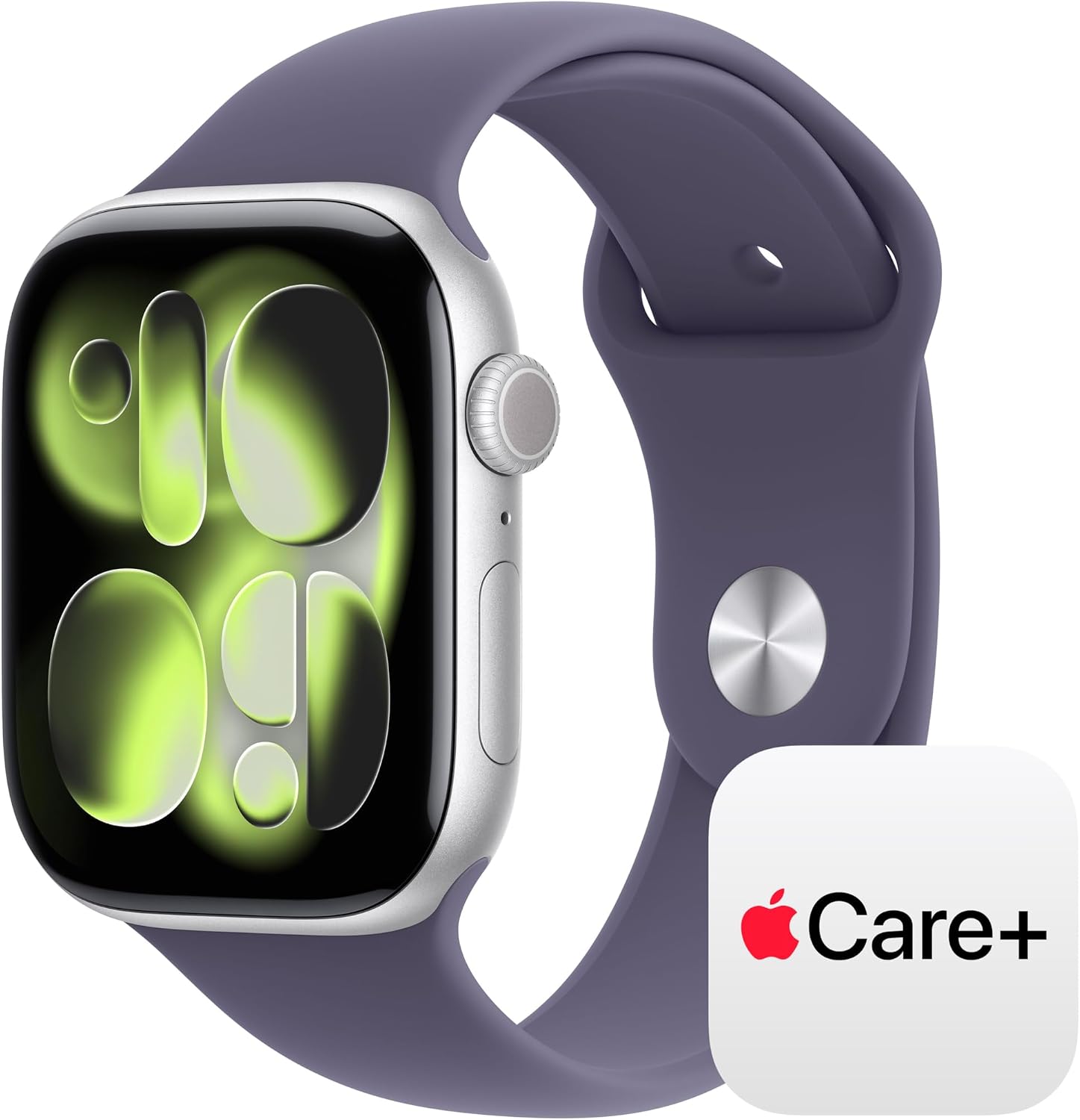 Apple Watch Series 11 [GPS 46mm] Smartwatch with Silver Aluminium Case with Purple Fog Sport Band - M/L. Sleep Score, Fitness Tracker, Health Monitoring with AppleCare+ (2 Years)