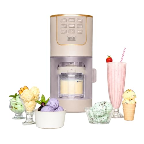 BLACK+DECKER Ice Cream Maker for Families & Kids – Make Protein, Keto & Dairy-Free Ice Cream, Gelato & Milkshakes at Home – Easy Creamy Pint Machine with Mix-Ins