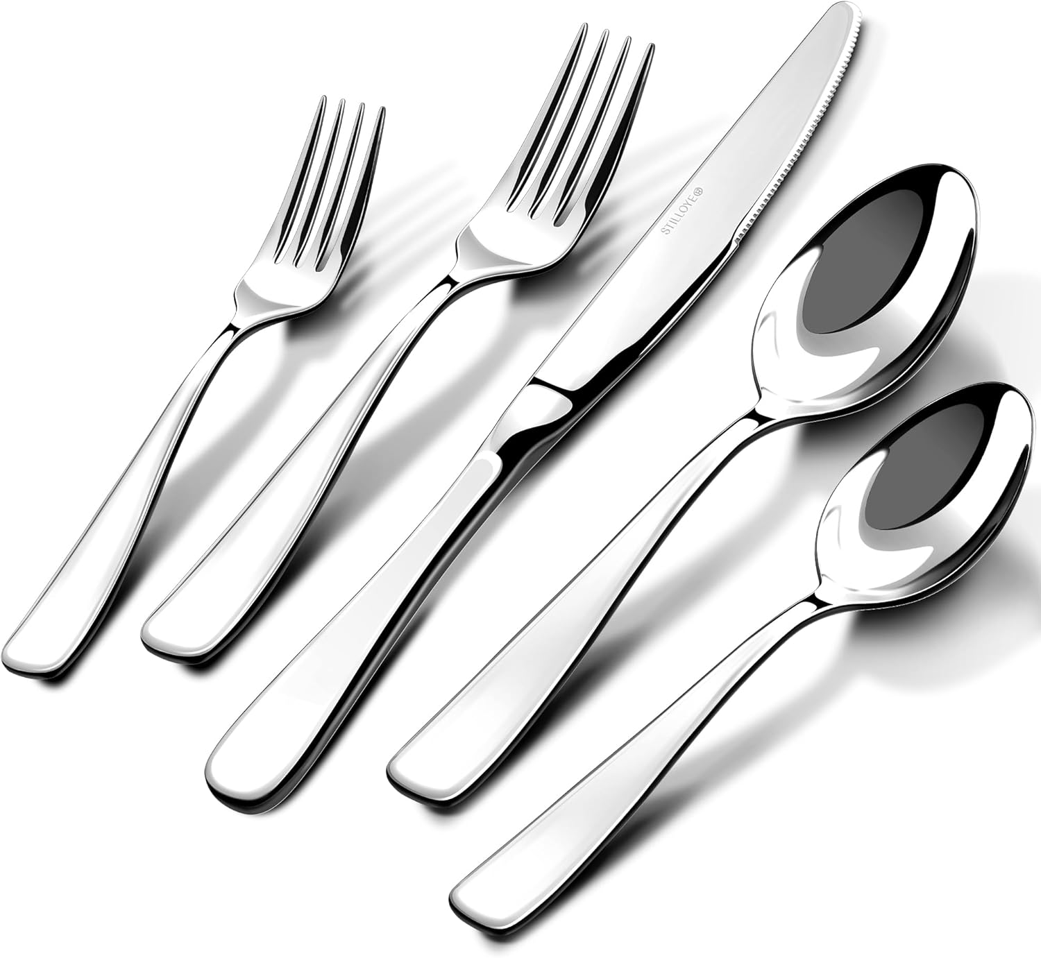 Silverware Set for 8, 40 Piece 18/10 Stainless Steel Flatware Utensils Cutlery Set, Mirror Polished knives Forks and Spoons Silverware Sets for Dinner,Wedding,Festival Gift,Dishwasher Safe,Rust Proof