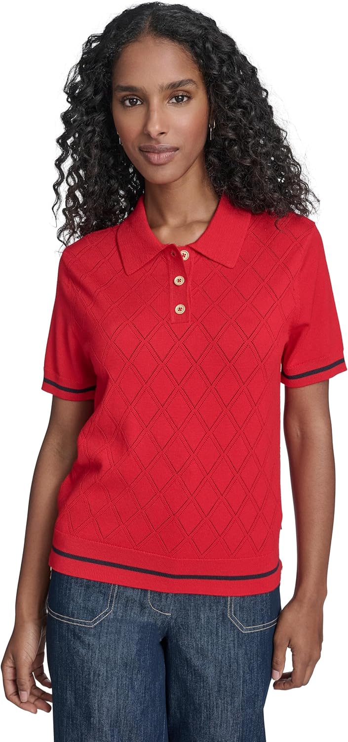 Tommy Hilfiger Women's Short Sleeve Johnny Collar Polo Sweater