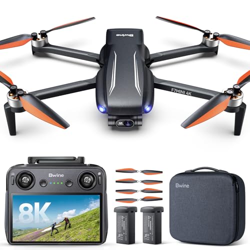 Bwine F7MINI 8K Photo 5.5" 1080P RC Screen Drones with Camera for Adults | 4K video, 20000ft Transmission, 64mins Flight, 3-Axis Gimbal, FAA-Exempt, GPS Follow Me, Auto Return, Beginner Mode, 5X Zoom