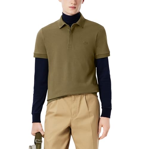 Lacoste Men's Regular Fit Paris Stretch Piqué Polo Shirt, Olive, Large