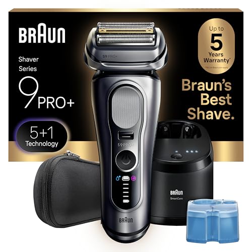 Braun Electric Razor for Men Series 9 PRO+ Electric Foil Shaver with Precision Trimmer and 6in1 SmartCare Center, Silver, 9667cc