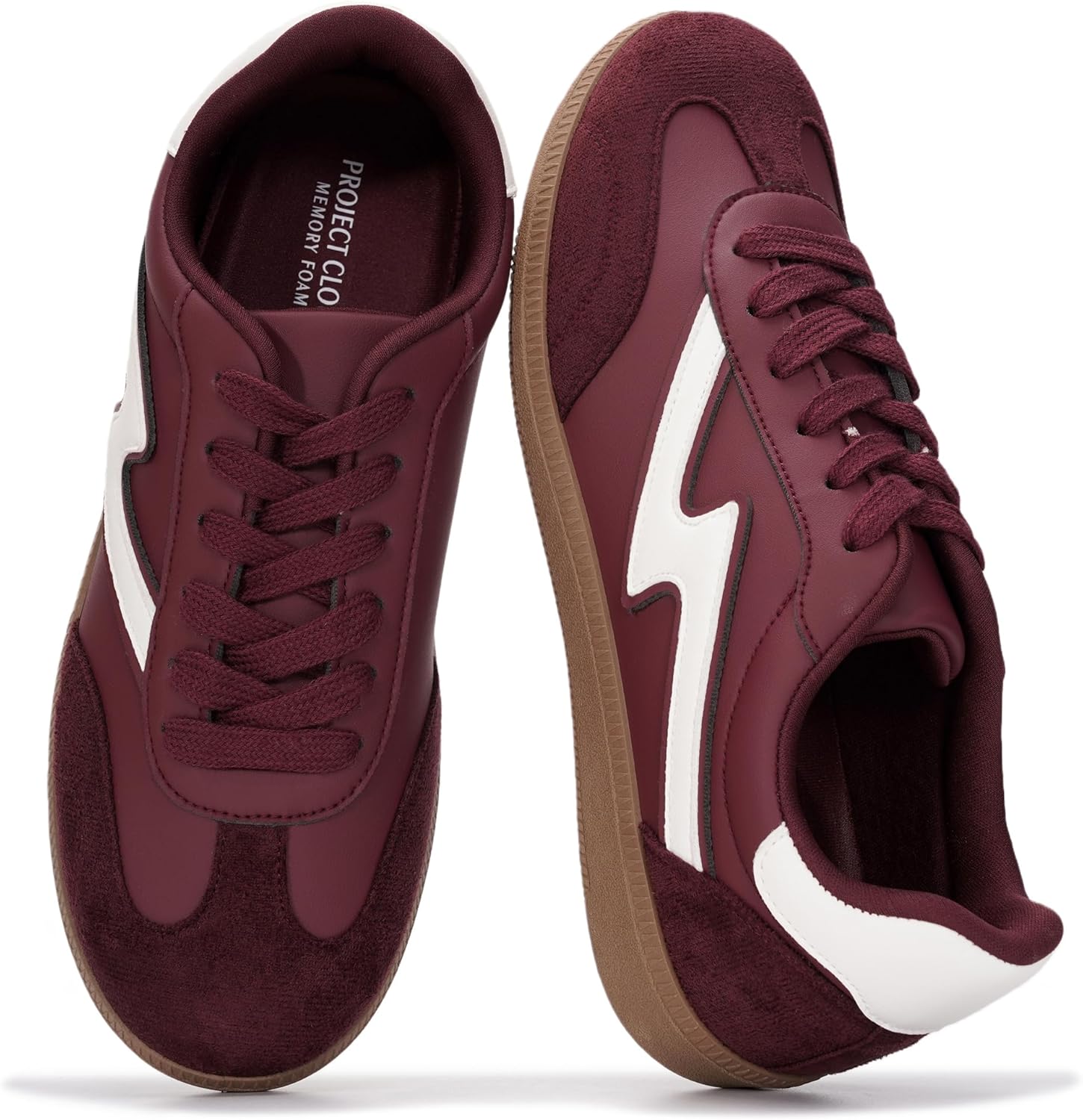 Fashion Sneakers for Women 2026 - Lace-Up Shoes Trendy Women Sneakers with Memory Foam Insole Women's Fashion Sneakers Non-Slip Womens Shoes (Irita, Irita-Burg,8M) Burgundy