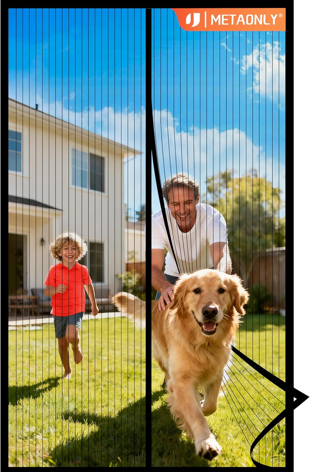 Magnetic Screen Door Mesh Fits 36" x 80" Door - Curtain Size 38" x 82", Works for Patio, Sliding Door, Keeps Bug Mosquito Out, Fresh Air Flow, Black