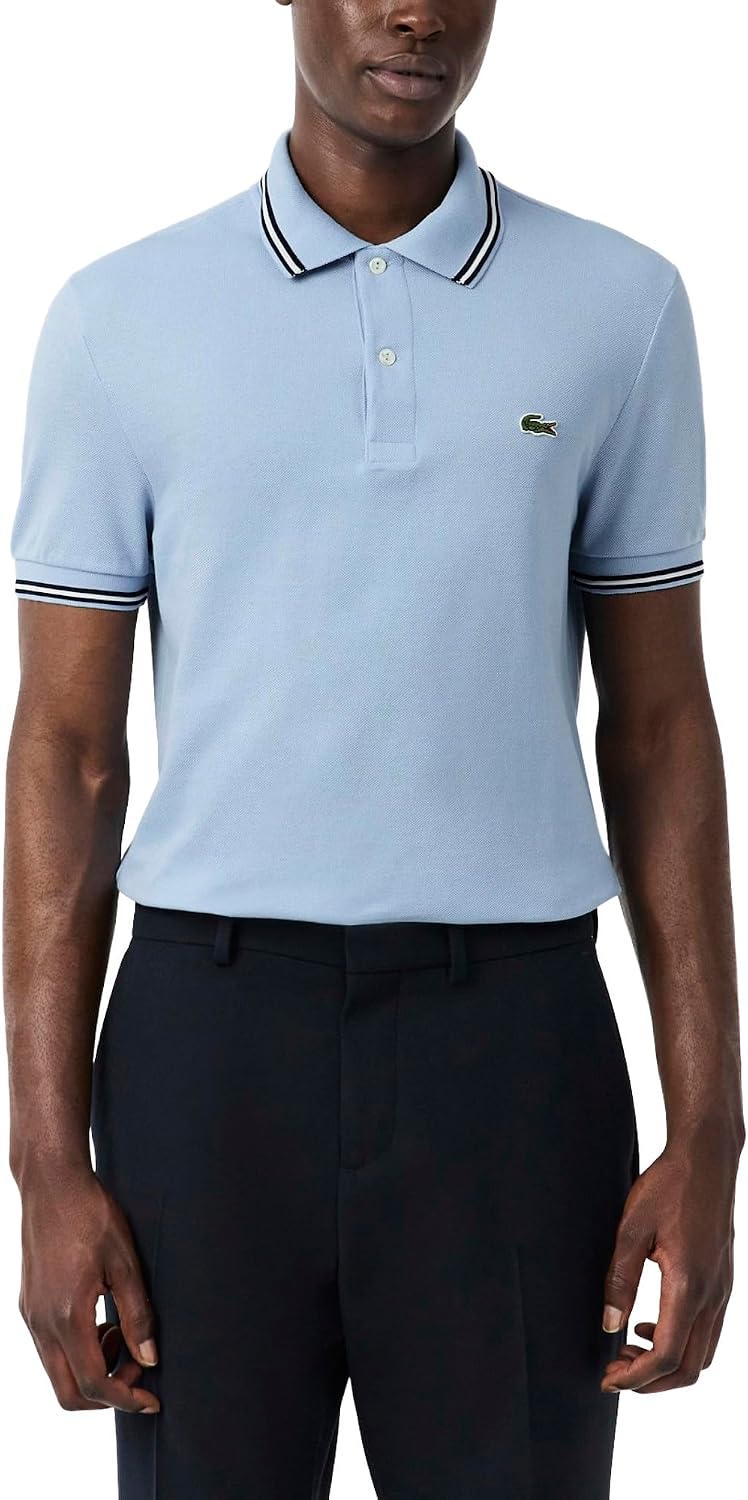 Lacoste Men's Regular Fit Trim Accent L.12.12 Polo Shirt, Chambray, Medium