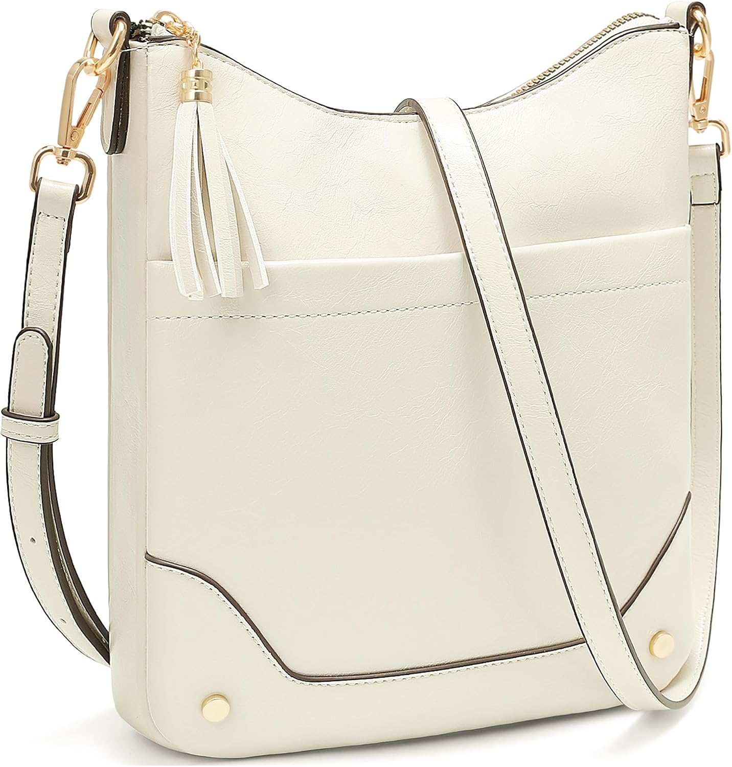 Goinsound Crossbody Purse For Women Summer Crossbody Bags For Women Leather Purse With Built in Wallet White