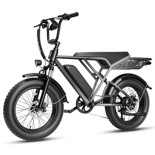 Jasion RetroVolt Electric Bike, 2000W Peak, 70-Mile Range, Fat Tire | 48V 13Ah removable battery, 30MPH, full suspension, hydraulic brakes, IPX6, for commutes, beach roads, weekends