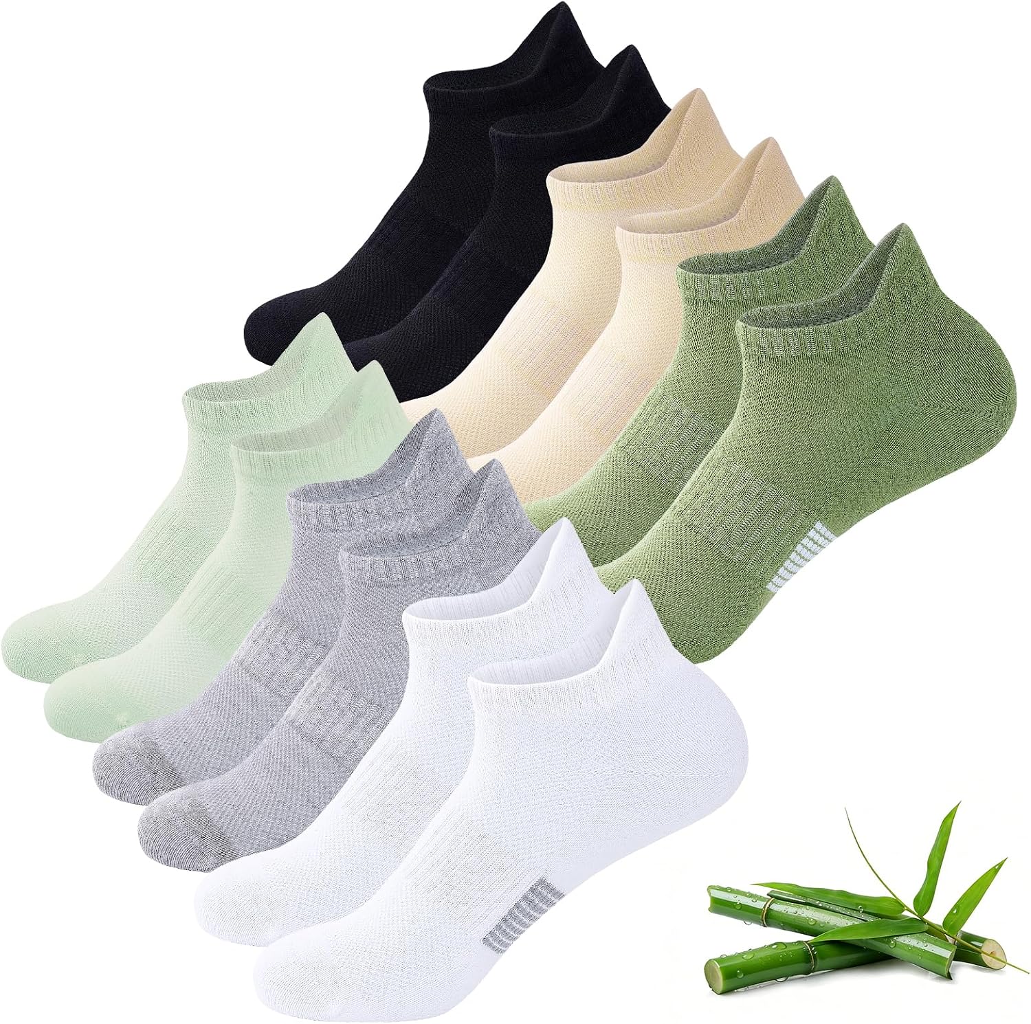 Niorasen Women's Bamboo Viscose Ankle Socks, 6 Pairs, Low Cut Multicolor M