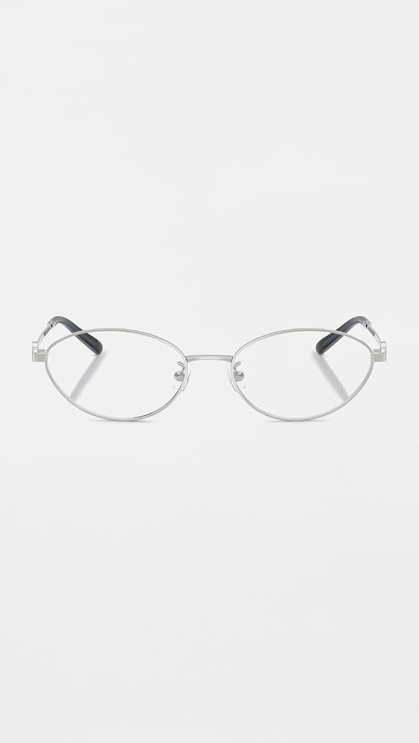 Tory Burch Women's Miller Oval Eyeglasses, Silver, One Size