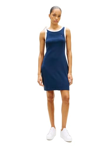 Tommy Hilfiger Women's Bow Crewneck Sleeveless T-Shirt Dress, Dark Night Navy Small
