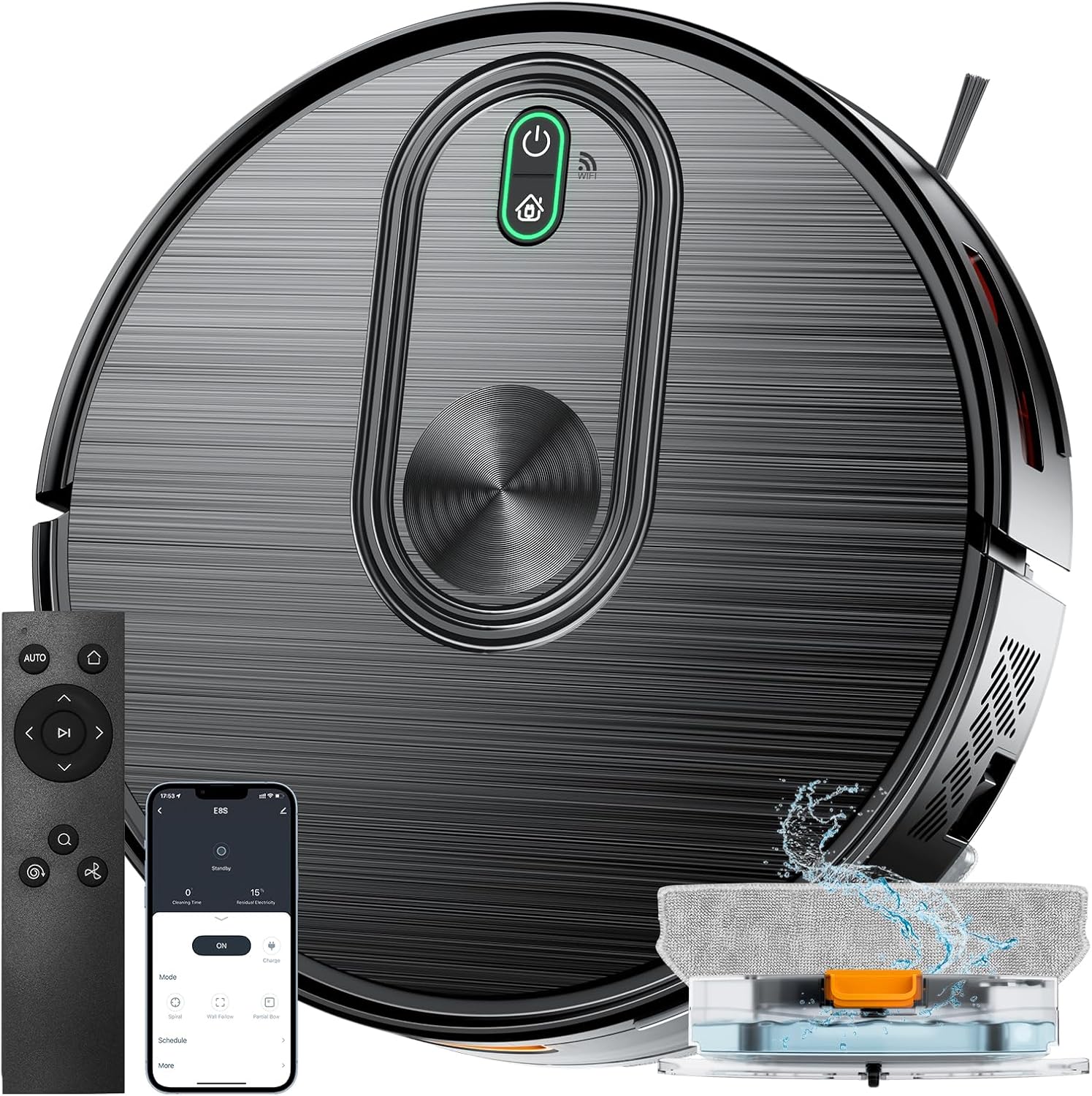 Robot Vacuum and Mop Combo, 6500Pa Strong Suction, 2 in 1 Robotic Vacuum with Gyro Inertial Navigation, 200 Min Runtime, App/Wi-Fi/Voice Control, Slim, for Pet Hair, Hard Floor, Carpet