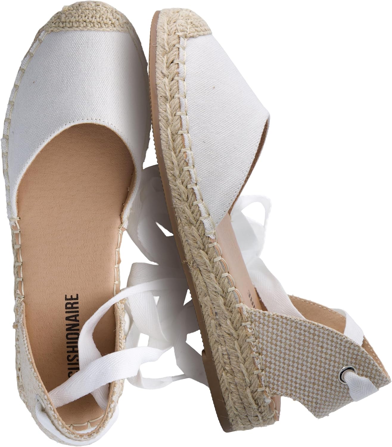 CUSHIONAIRE Talisa Espadrilles for Women, Closed Toe Wedge Sandal with Elastic Ankle Strap and Jute Wrapped Sole, IVORY 6