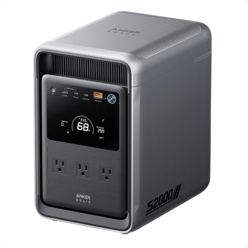 Anker SOLIX S2000 Portable Power Station, 2,010Wh, 1,500W | 2,010Wh LiFePO4 Battery, 1,500W Output, Solar Generator for Home Backup, Outdoor and Emergency Use