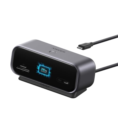 Anker USB C Hub, Smart Display Hub, Docking Station Dual Monitor,No Charger | Desktop USBC Hub,Dual displays for Windows/Single display for Mac, Dual 2K@240Hz, HDMI+DP,Ethernet,2.3ft Built-in Cable,Grey