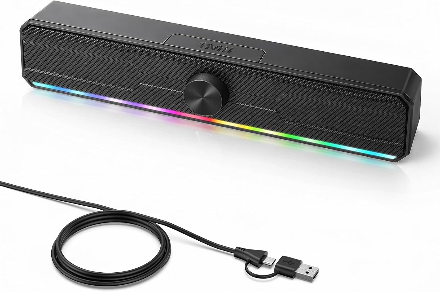 1Mii DeskRoar GT11 USB Computer Speakers for Desktop PC, Volume Control | External Speakers for Laptop Monitor with Clear Loud Sound, RGB Lighting, Bluetooth 6.0, USB-C/USB Wired Soundbar for Office