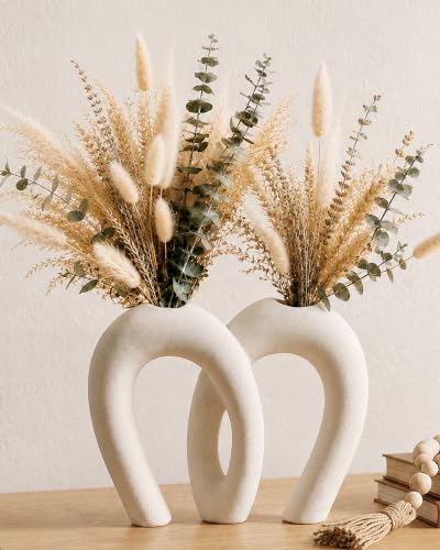 White Ceramic Flower Vase Home Table Decor Hug Heart Shaped Decorative Vase