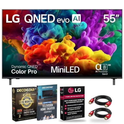 LG 75" QNED evo AI QNED84B Mini LED 4K Smart TV (75QNED84BUA) Bundle with Television Home Theater Beginner's Guide + Deco Gear CPS Exclusive 26 Month Extended Protection + 2X 6FT 4K HDMI 2.0 Cable