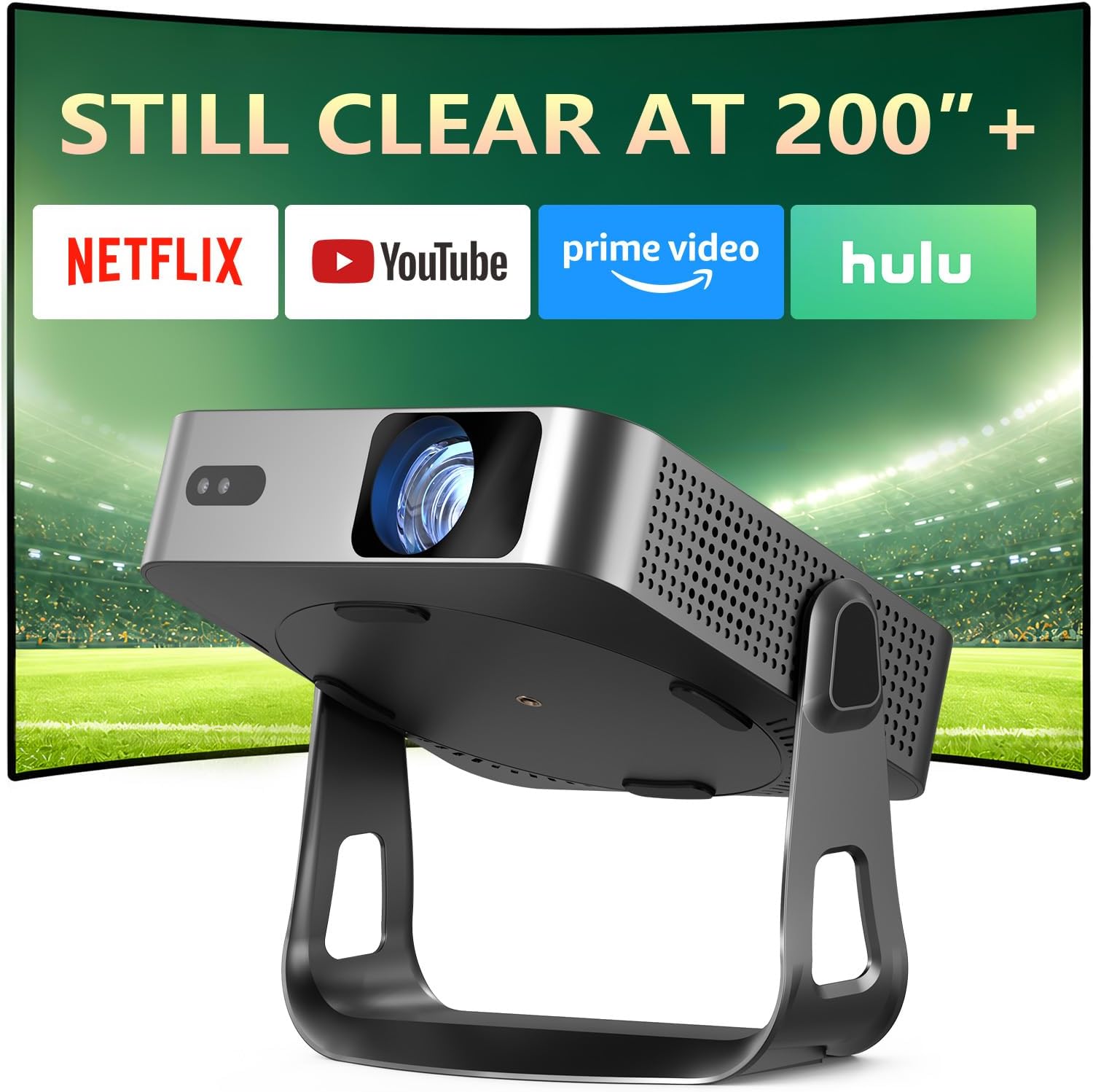 【Officially-Licensed APP & Native 1080P】Thinnest 1.81" Smart Mini Projector Lens LHD with WiFi and Bluetooth, Auto Focus & Keystone Portable Outdoor Projector, VOPLLS 4K Home Movie Projector Lens