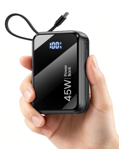 45W Fast Charging Portable Charger, 35% Smaller 20000mAh Travel Power Bank | Flight-Safe, USB-C Cable, 70% in 30min, LED Display Travel Essential Battery Pack for iPhone 17 / Galaxy S26 Series and More